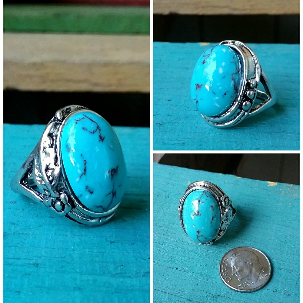 Turquoise Howlite Vintage Inspired Ring